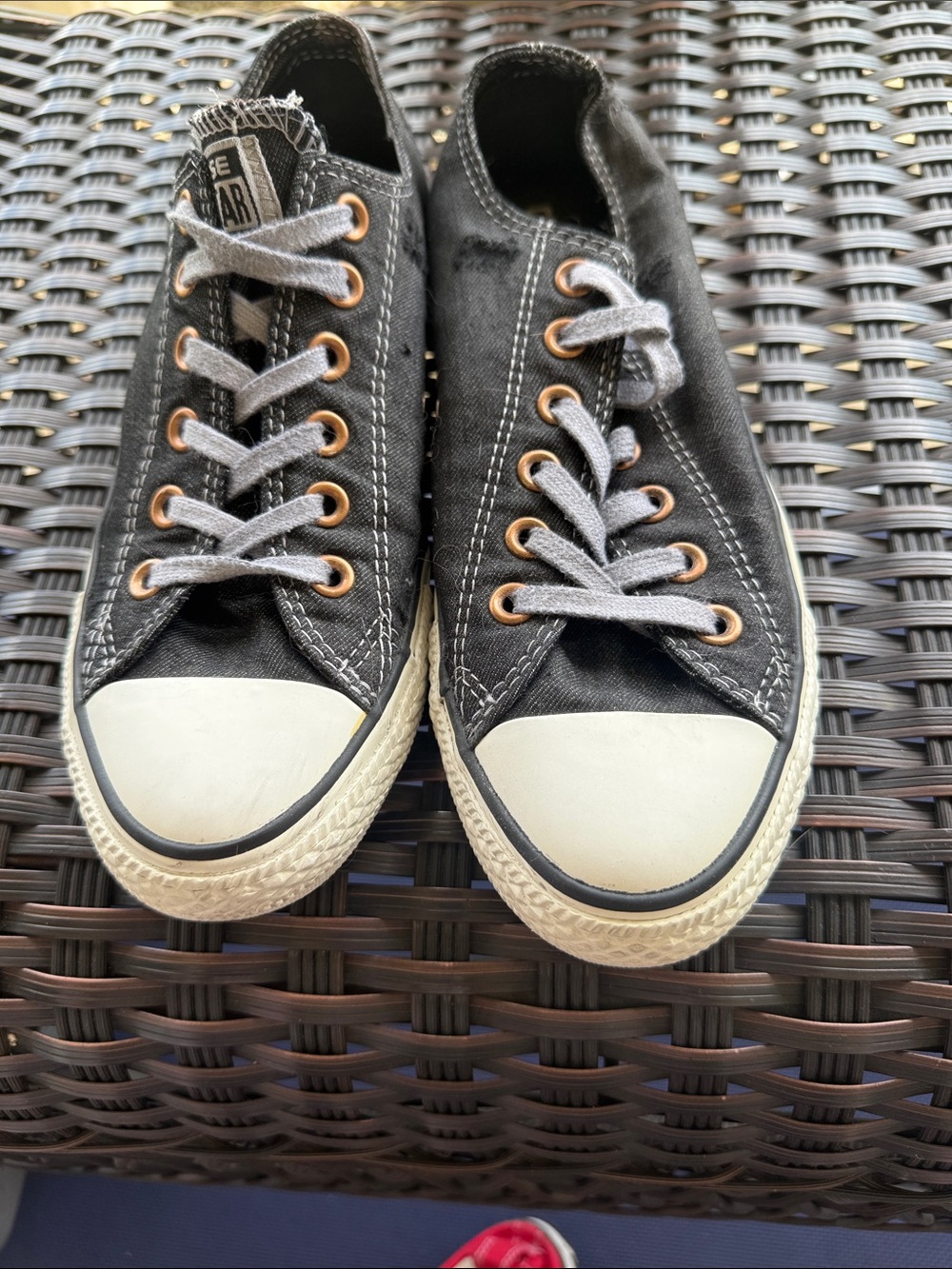 Black Canvas Low-Top Sneakers with White Toe Cap